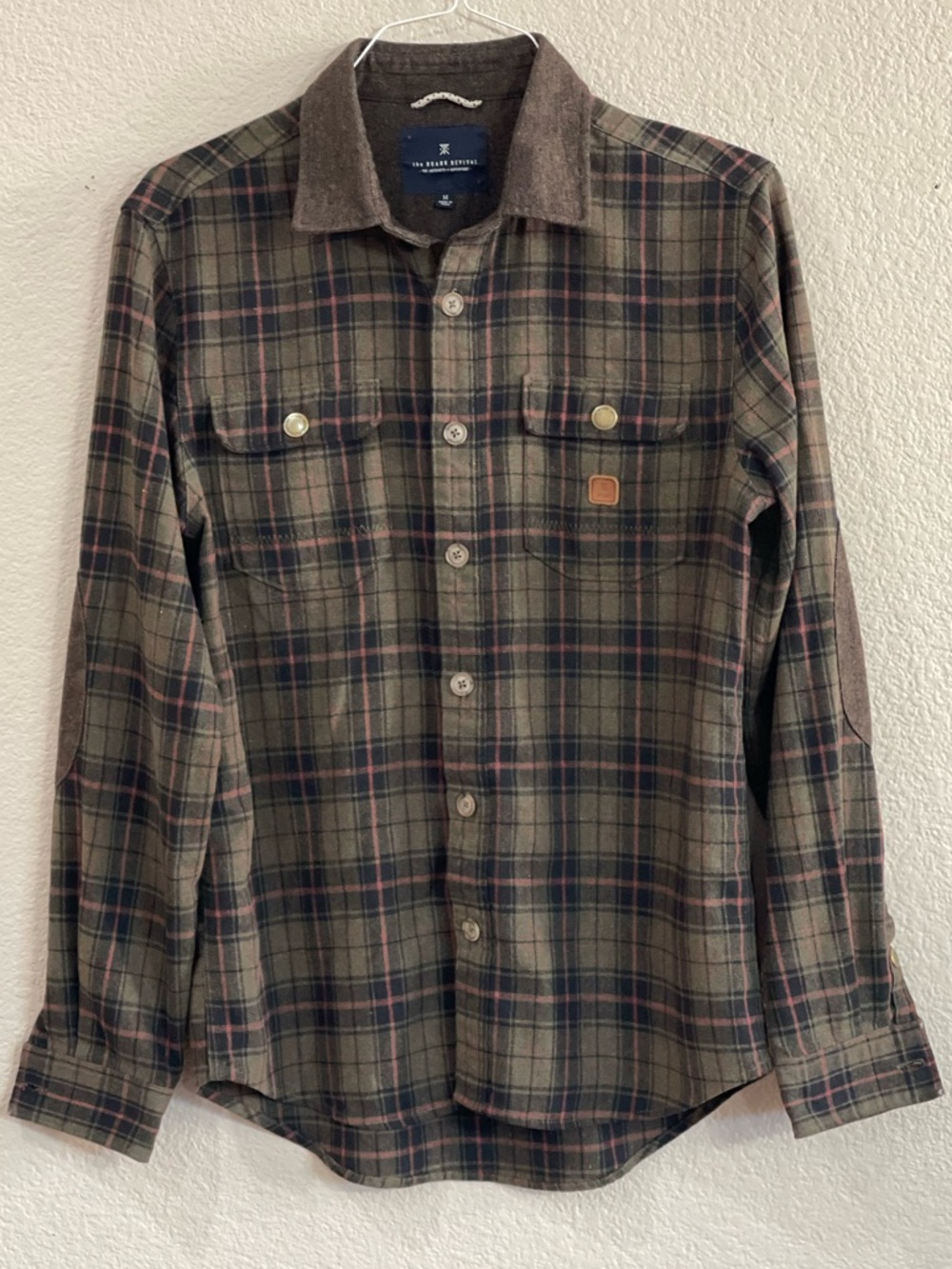 Roark Revival Mens Plaid Flannel Long-Sleeve Shirt - Olive/Brown -